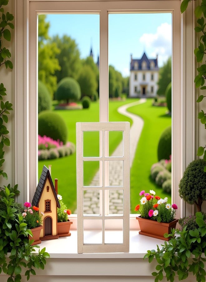 SquarezhenBo 1pc Wood Color Dollhouse Window,Wooden Traditional 1/12 Scale 8-Pane Door Dollhouse Window Frame Miniature Furniture,Furniture Accessories - Image 4